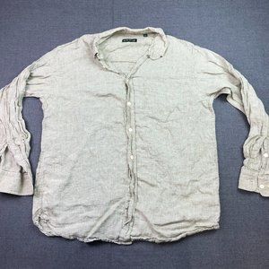 Orvis Shirt Mens Large Linen Long Sleeve Button Down Casual Green Outdoor